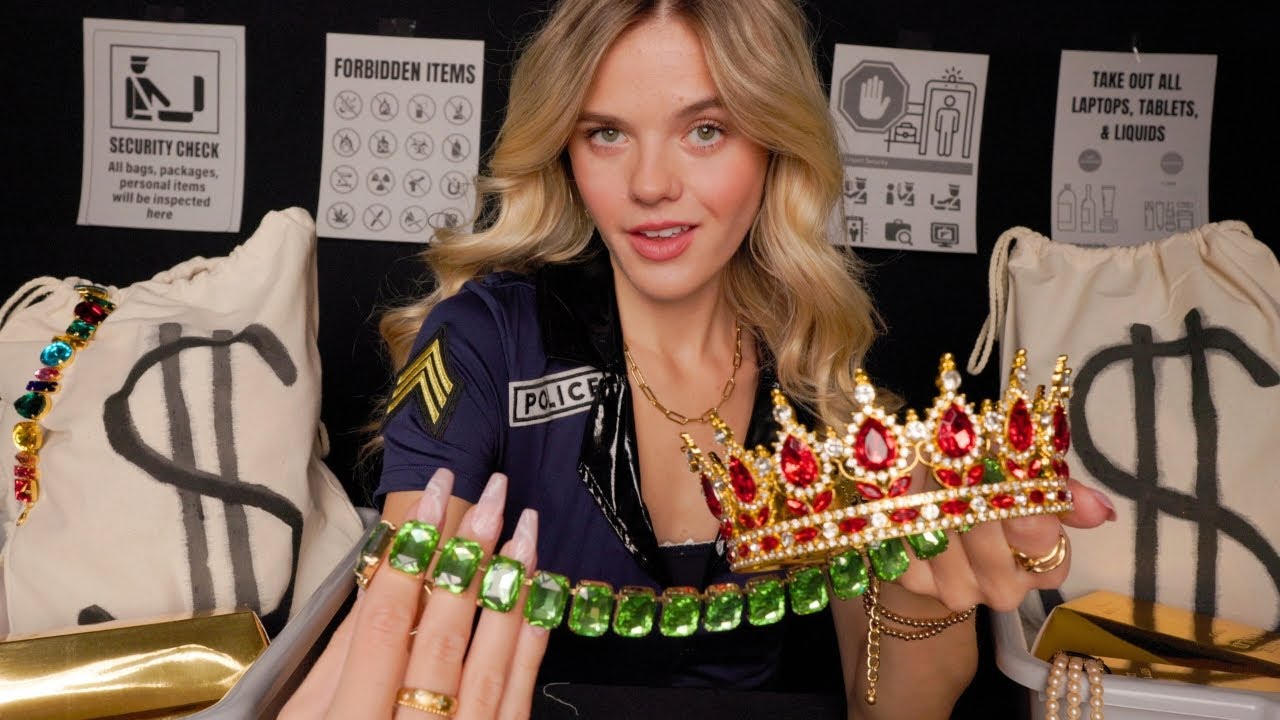 ASMR Post Louvre Heist Airport Security Check Roleplay 👑🚨 (flirty + funny)