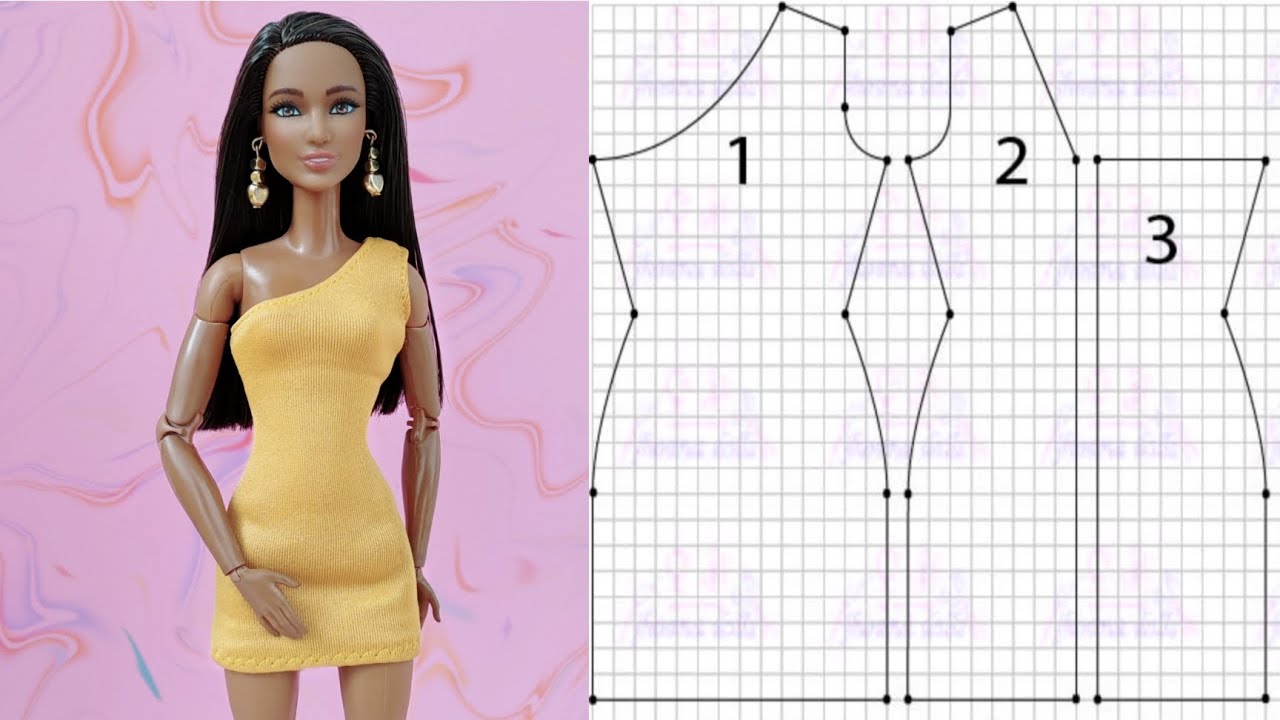 110 vestido asimétrico para Barbie (patrones en la descripción)