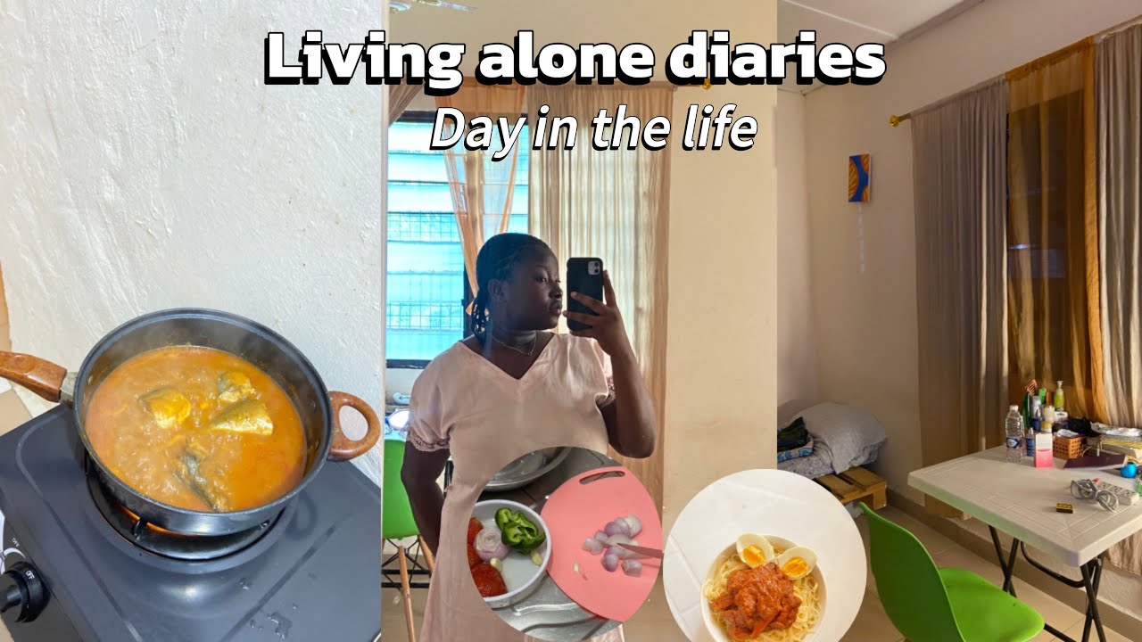 Living alone diaries 🍒 || day in the life of  Ghanaian girl living alone ,laundry +easymeals +clean