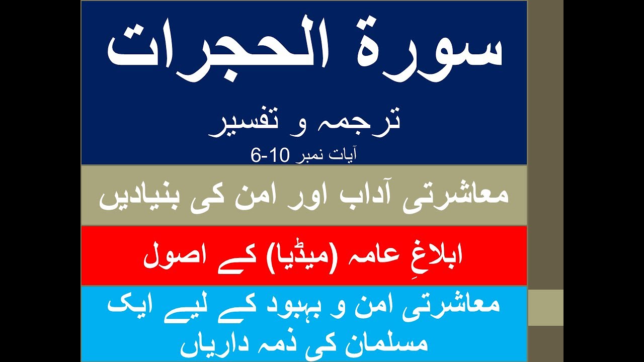 Surat Ul Hujraat (Ayaat # 6-10)
