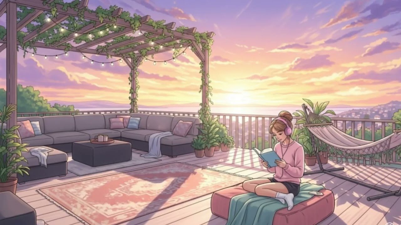 📚 🌙Sunset Lo-Fi Vibes for Reading & Relaxing | Chill Balcony Ambience 🌅✨📚