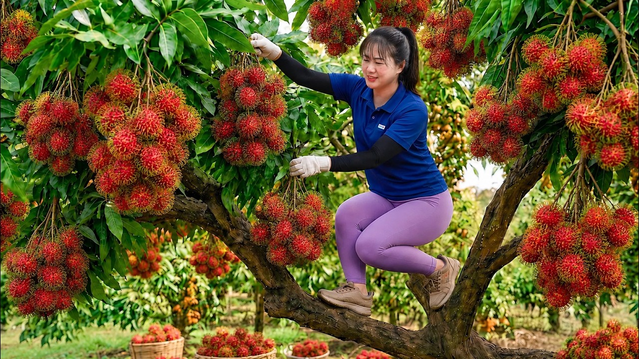 Harvesting Wild Rambutans to Sell at Market | Long Journey from Forest to Market | Off-Grid Life