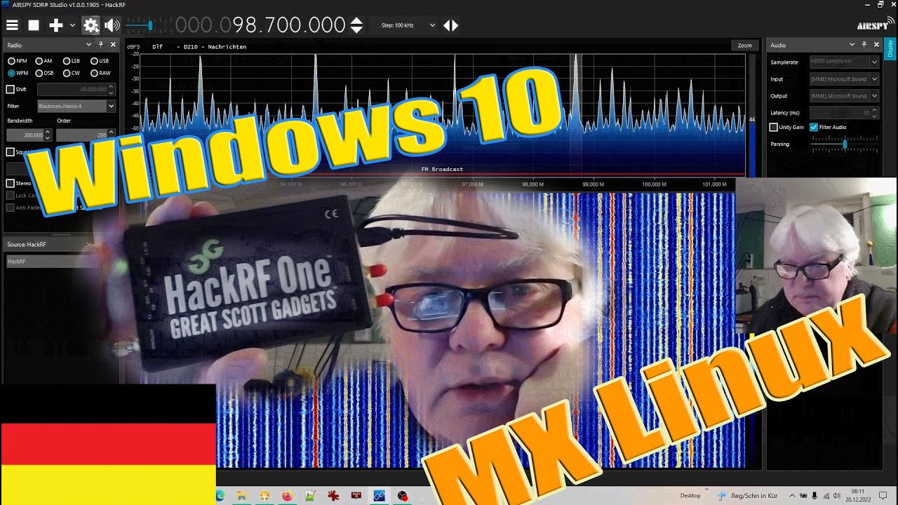 SDR HackRF One installiert und ausprobiert ► AM FM USB LSB CW ► Firmware Windows 10 ... MX Linux