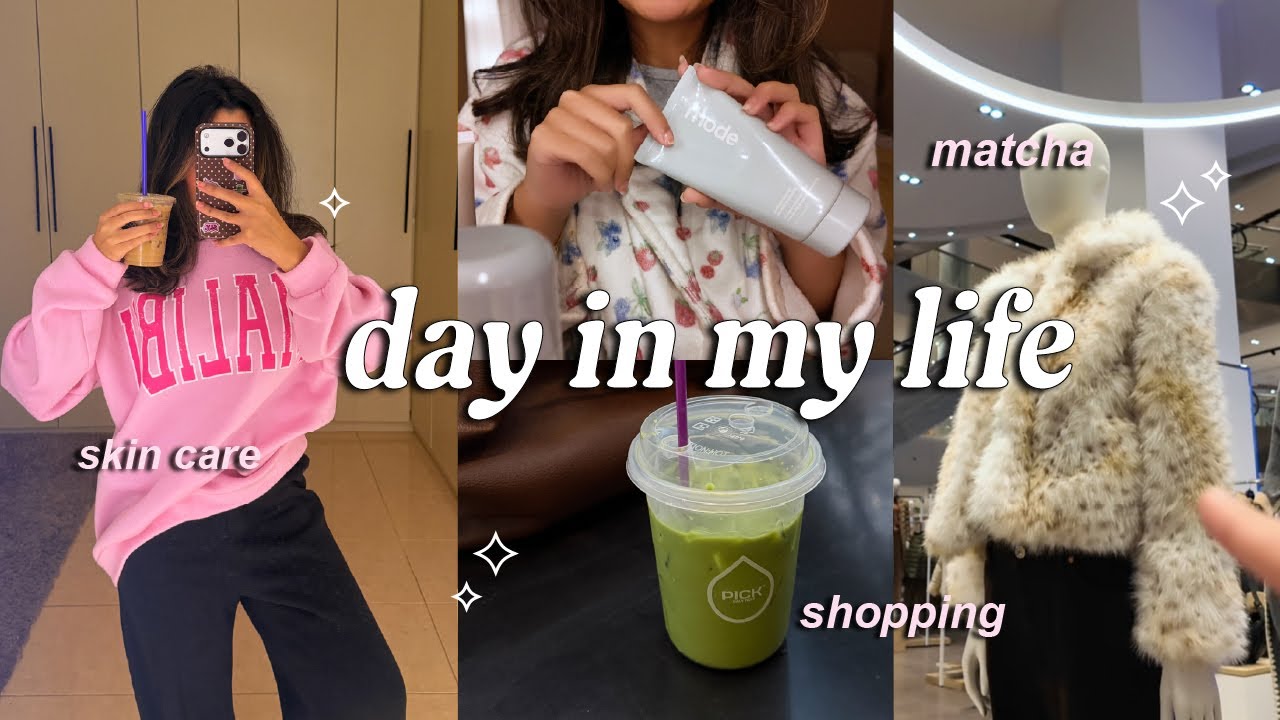 day in my life *VLOG* | فلوق يوم في حياتي، تسوق، ماتشا، عنايتي بالبشرة  🎀✨