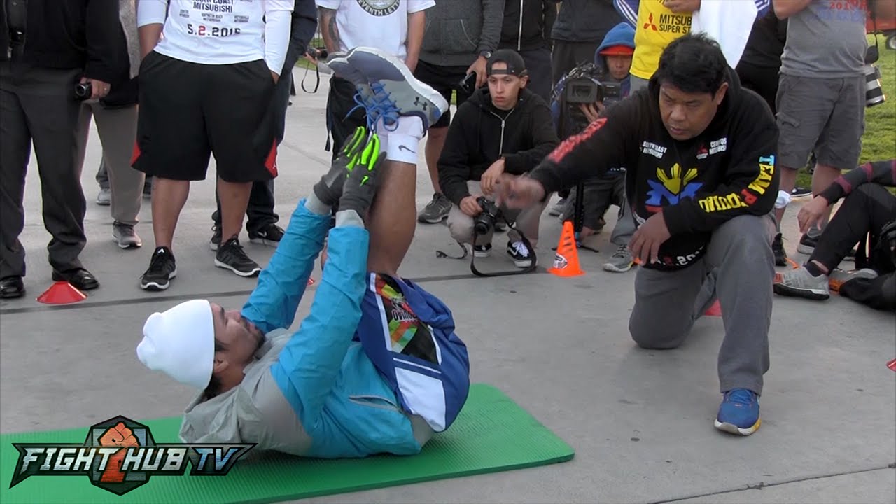 Manny Pacquiao vs. Tim Bradley 3 - Pacquiao's Complete Morning AB workout