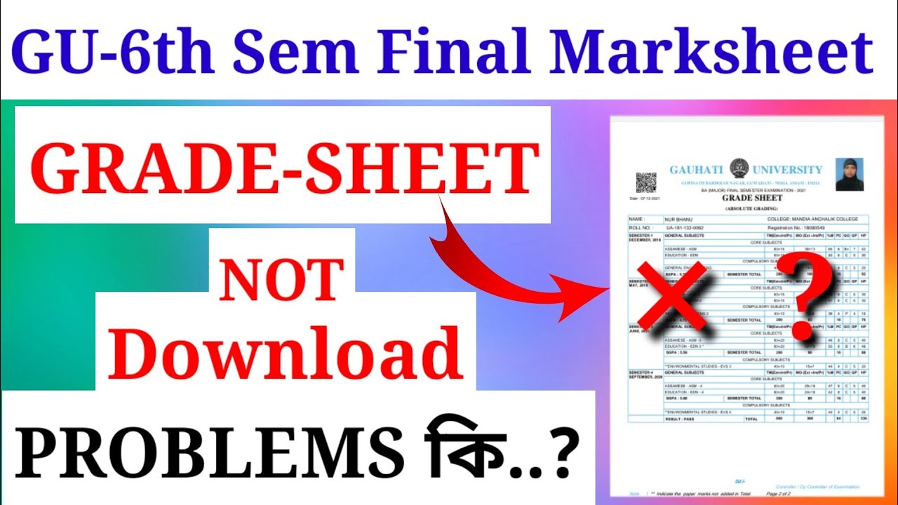 Why Guwahati University GRADE SHEET is not being downloaded..?/6th Sem Final Marksheet Download.