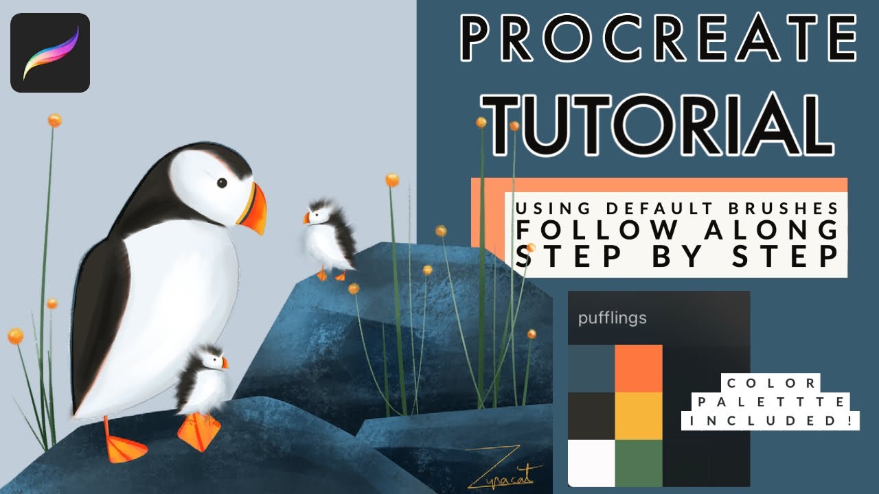 PROCREATE TUTORIAL: How to Draw Puffins | Full Process Step by Step