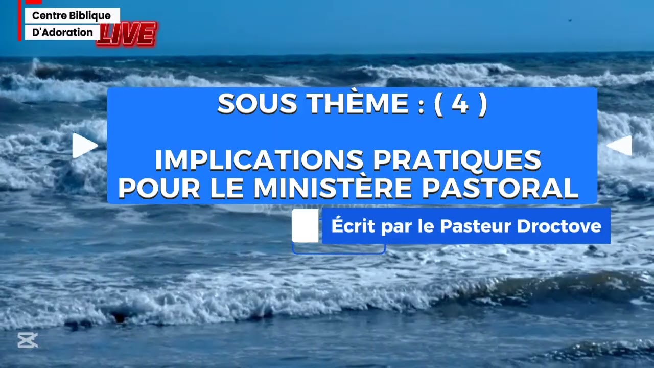 Servir DIEU à L'Autel : IMPLICATIONS PRATIQUES POUR LE MINISTÈRE PASTORAL - Par le Pasteur Droctove.