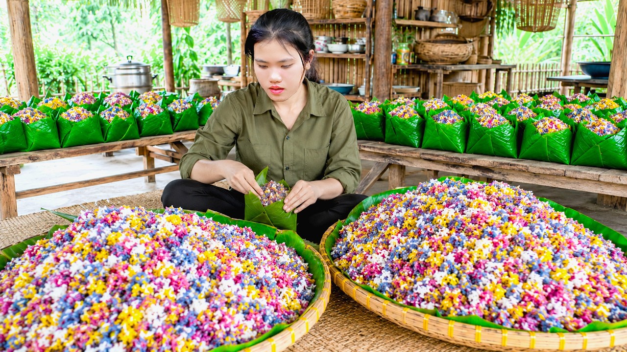 How to Make Traditional Five-Color Sticky Rice to Sell at Market &ndash; Storing Dry Firewood for Winter