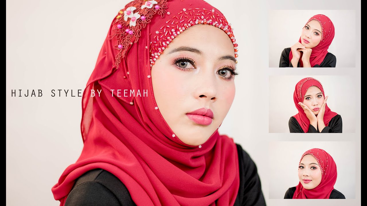 Hijab style for party /wedding / event คลุมฮิญาบผ้าปักมุข / คลุมฮิญาบไปงาน