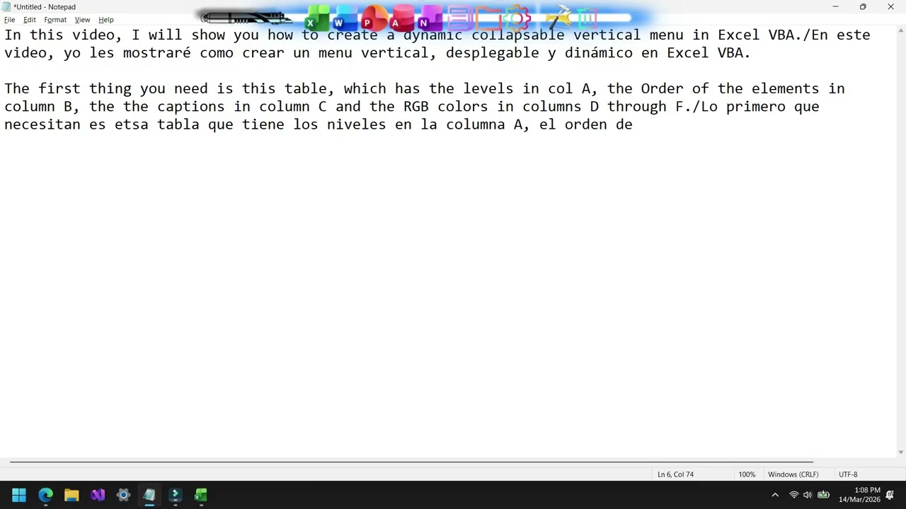 Menu vertical pliable dynamique dans Excel VBA