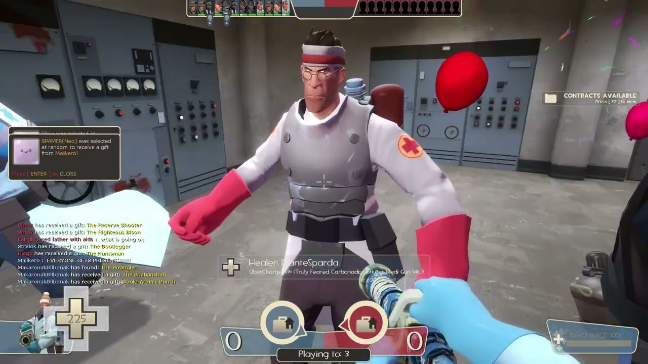 TF2: When you do Medic Chain Infinite Ubersaw Taunt.