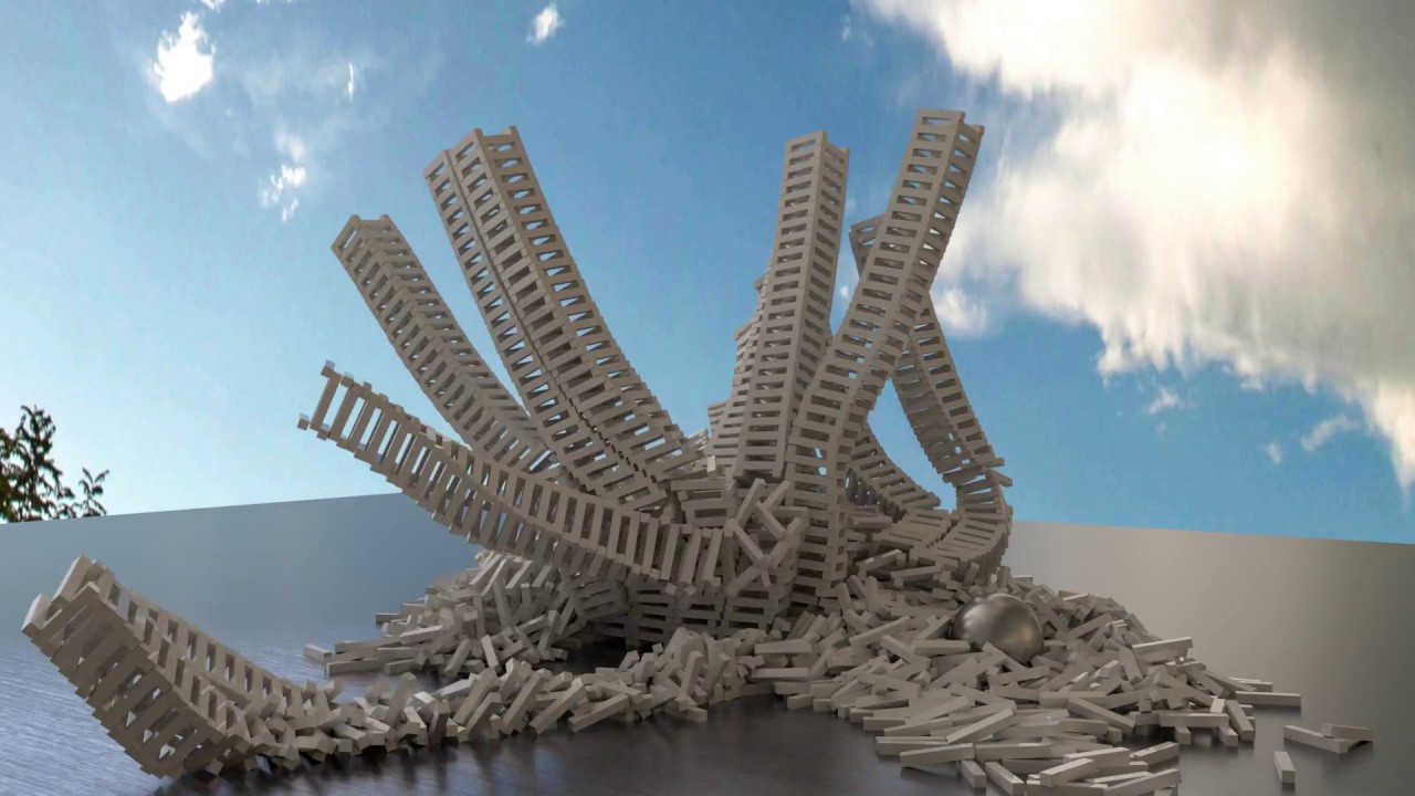 Realistic Bullet Physics simulation - 8,000 planks