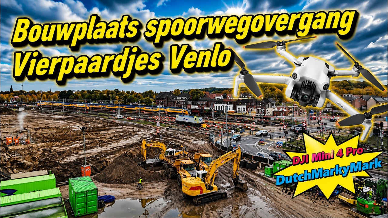 Drone opnames Bouwplaats Spoorwegovergang Vierpaardjes Venlo