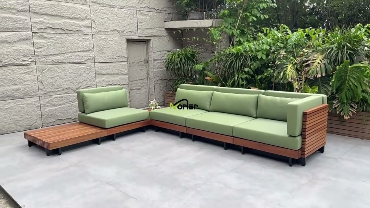 💚 Norler Green x Premium Teak Wood Frame Sofa #outdoorfurniture #teakwoodsofa