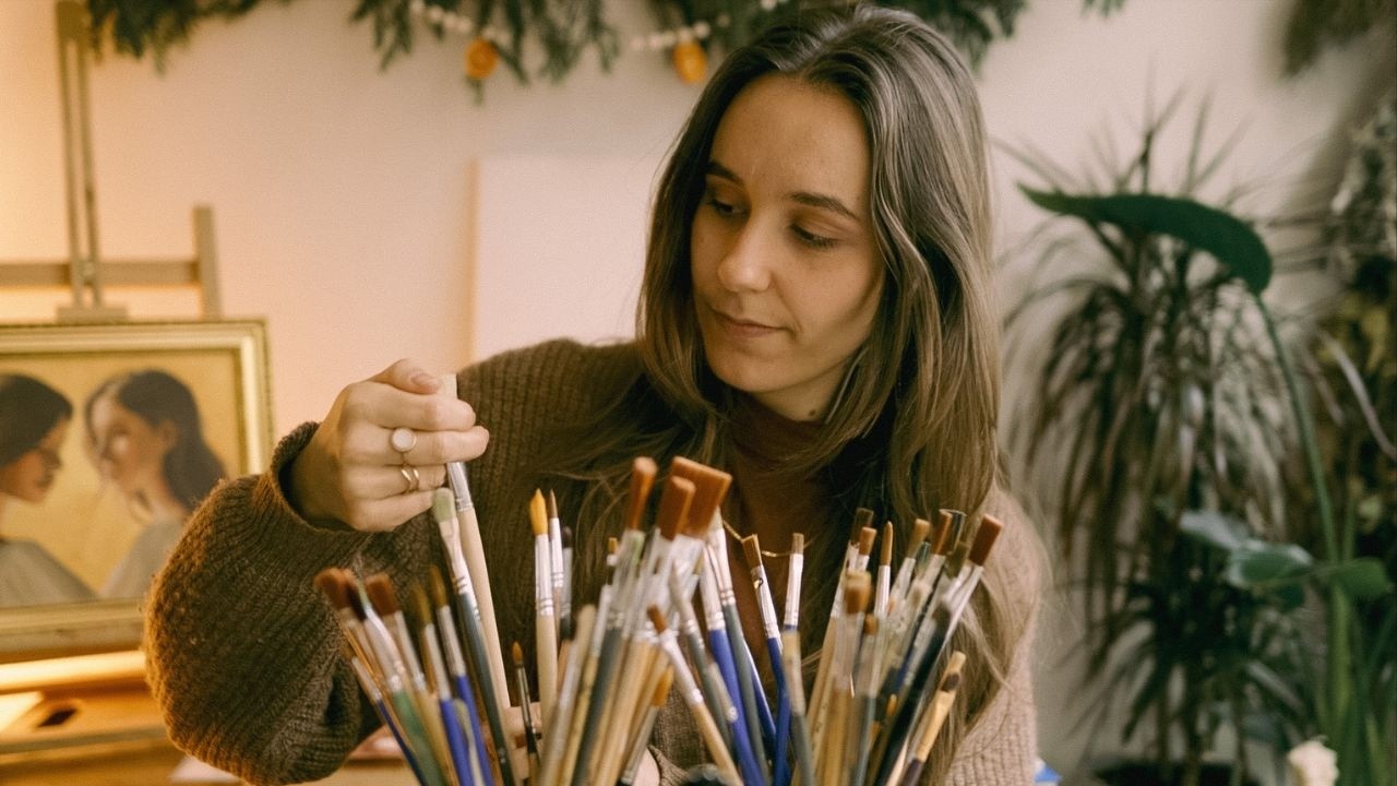 my favorites asmr sounds in my art studio (brushes, wood, canva)