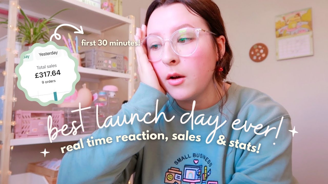 SMALL BUSINESS DIARY ✿ realistic launch day, sales stats & real time reaction!