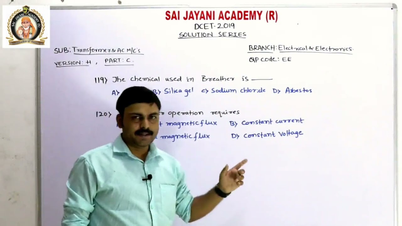 DCET 2019 |EE| TRANSFORMERS AND AC MECHINES |QP SOLUTION| SAI JAYANI ACADEMY (R)