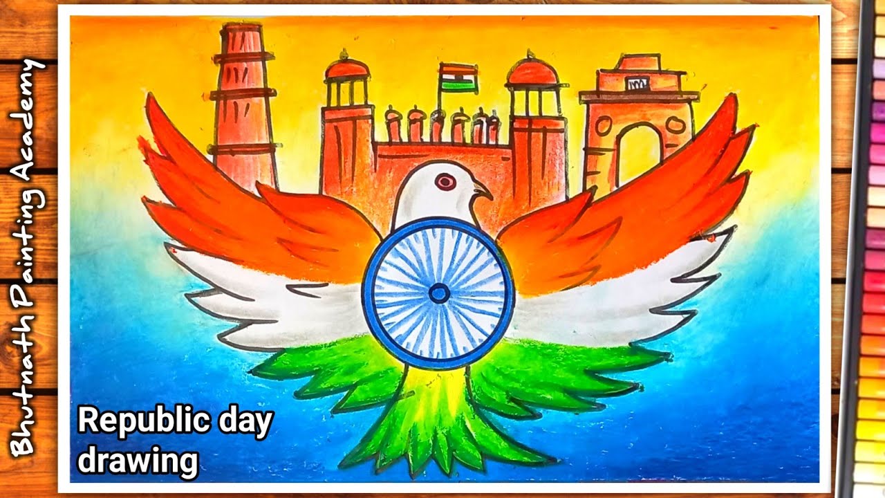 republic day drawing for competition||26th January gantantra diwas drawing color