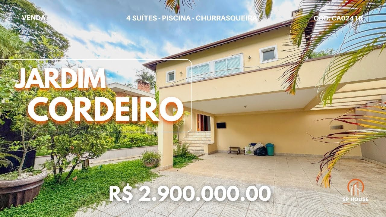 CASA A VENDA NO JARDIM CORDEIRO R$ 2.900.000 | BROOKLIN SÃO PAULO 