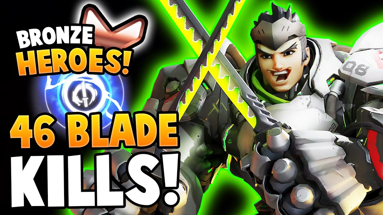 600SR Genji Gets 46 BLADE KILLS! - Overwatch BRONZE HEROES!