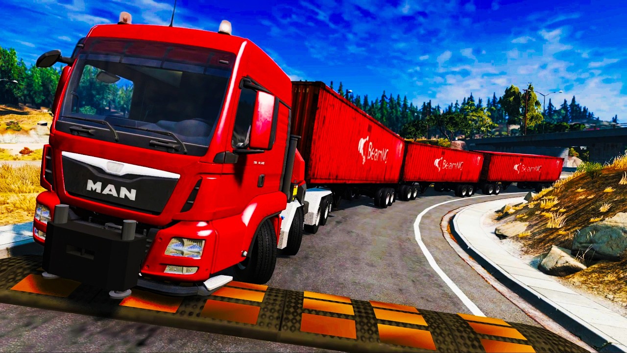 Trucks vs Upside Down Speed Bumps | BeamNG.DRIVE