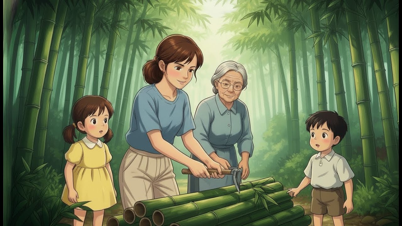 Cozy Life on a Floating Home 🌊 Bamboo Harvest & Rustic Cooking | Ghibli Style | ASMR