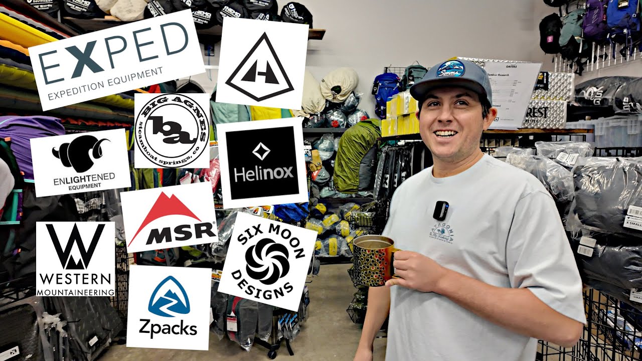 Inside a backpacking gear store with the owner of GearTrade