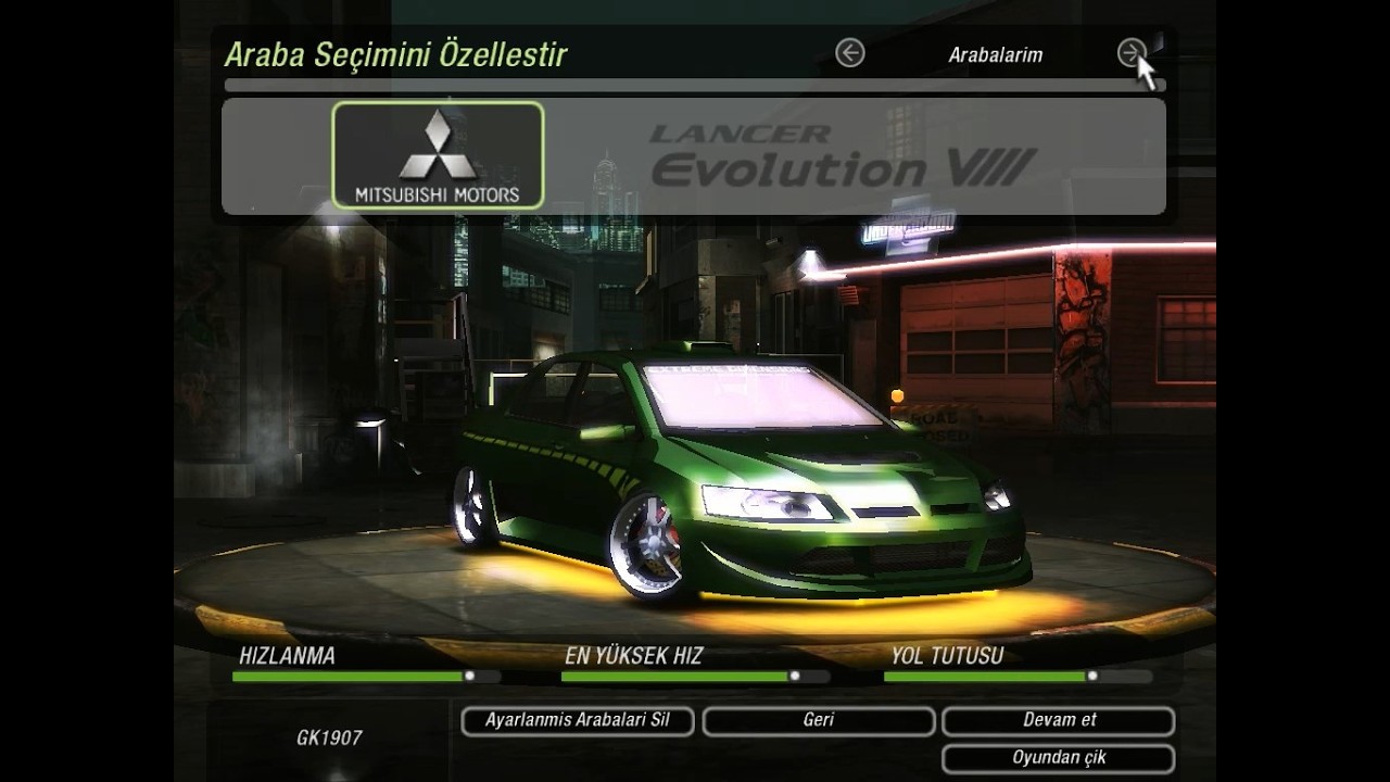 NFS Underground 2 | Loading Screen Car Recreating (Green Mitsubishi Lancer)
