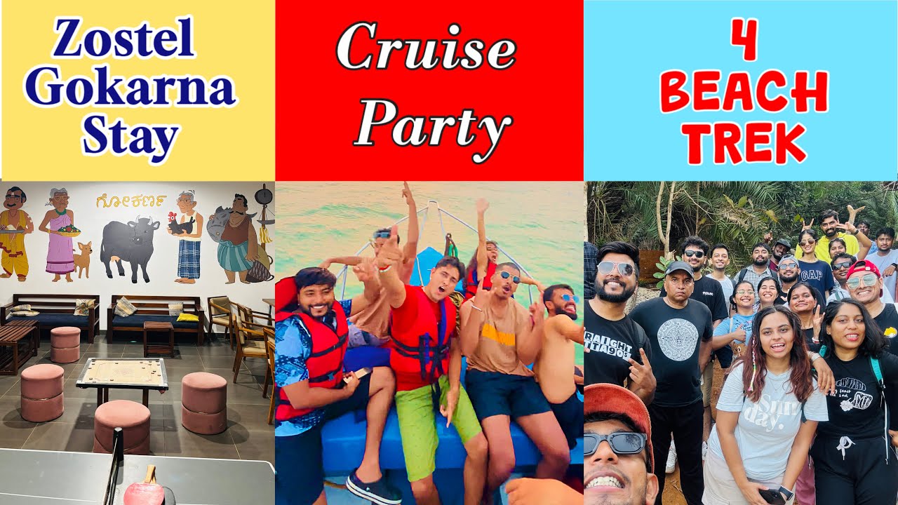 Zostel Gokarna Vlog 🔥 First Sea Jump, Cruise Party & 4 Beach Trek | Full Adventure Vlog..Must Watch