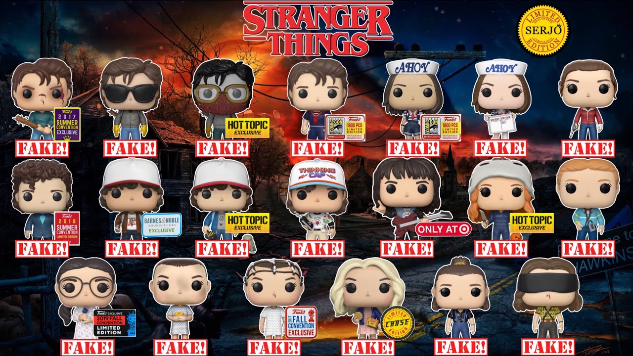 Comparisons of 22 fakes by Funko POP! Stranger Things!