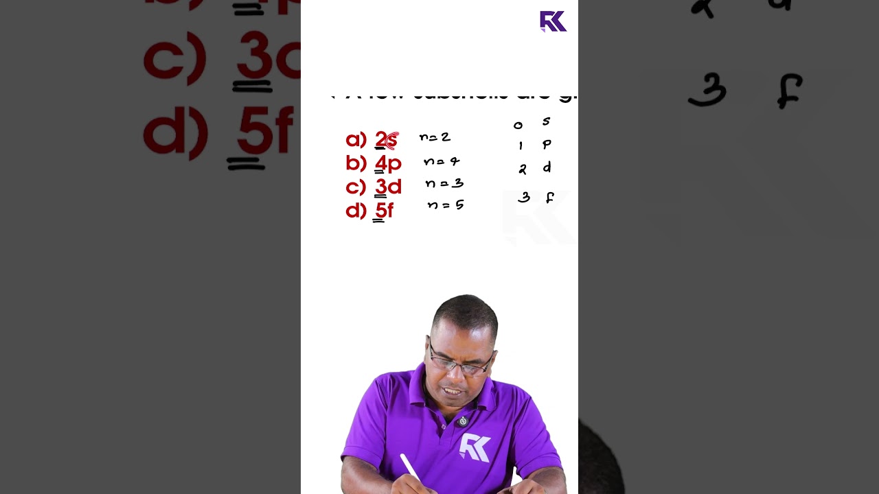 How to Find n and l Values from Electronic Configuration | SSLC Chemistry 1 Min 3 Mark Question | RK