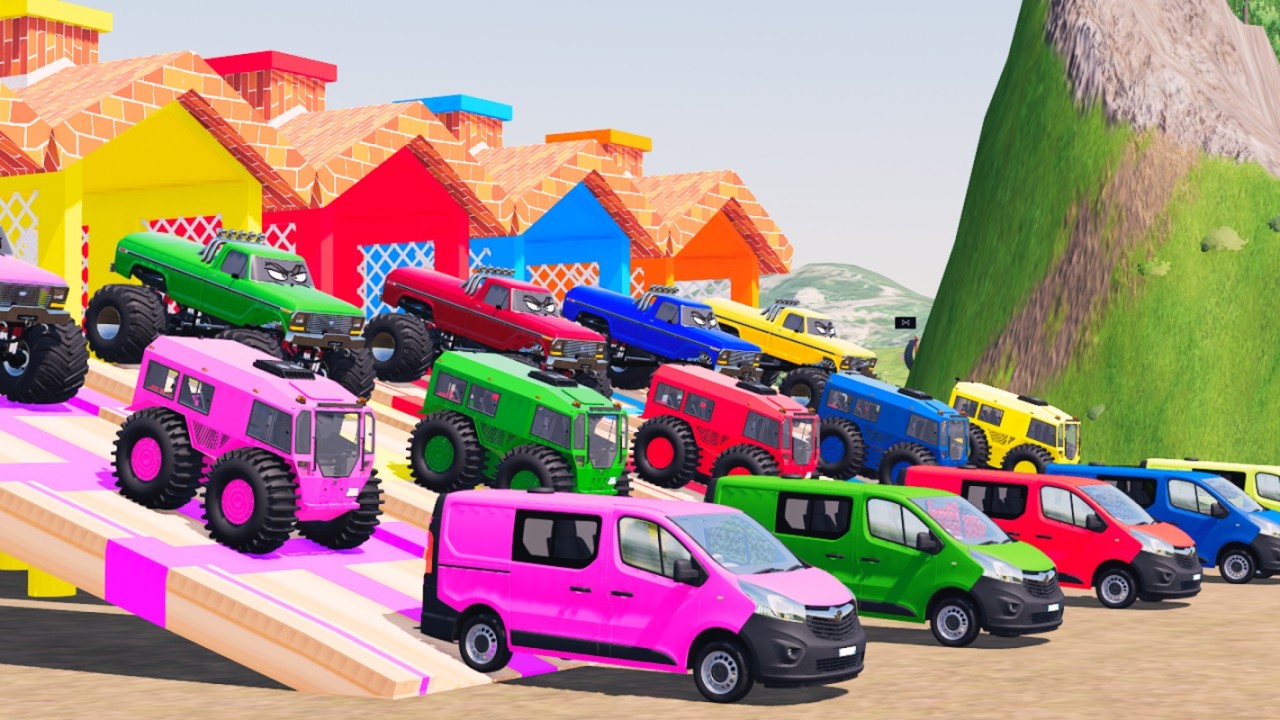 TRANSPORTING ALL CARS, POLICE CARS, AMBULANCE, FIRE TRUCK OF COLORS! WITH TRUCKS! - FS 22