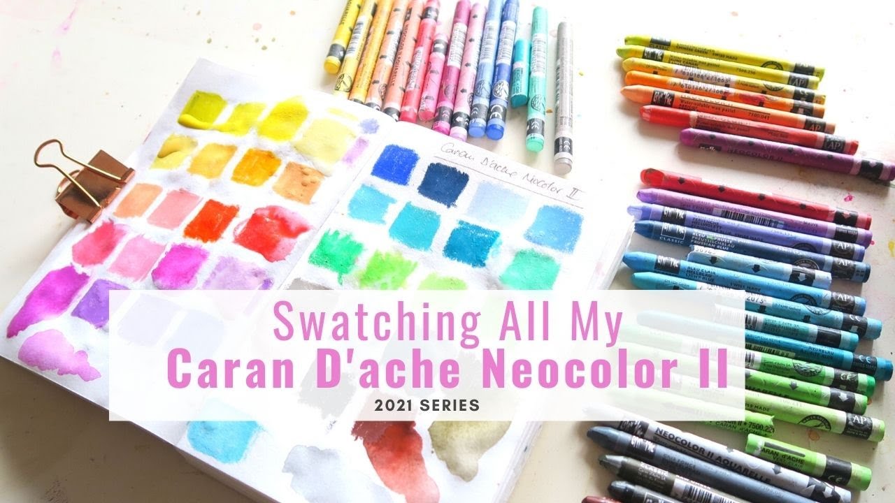 Водорастворимая восковая пастель — образцы всех моих Caran D'ache Neocolor II