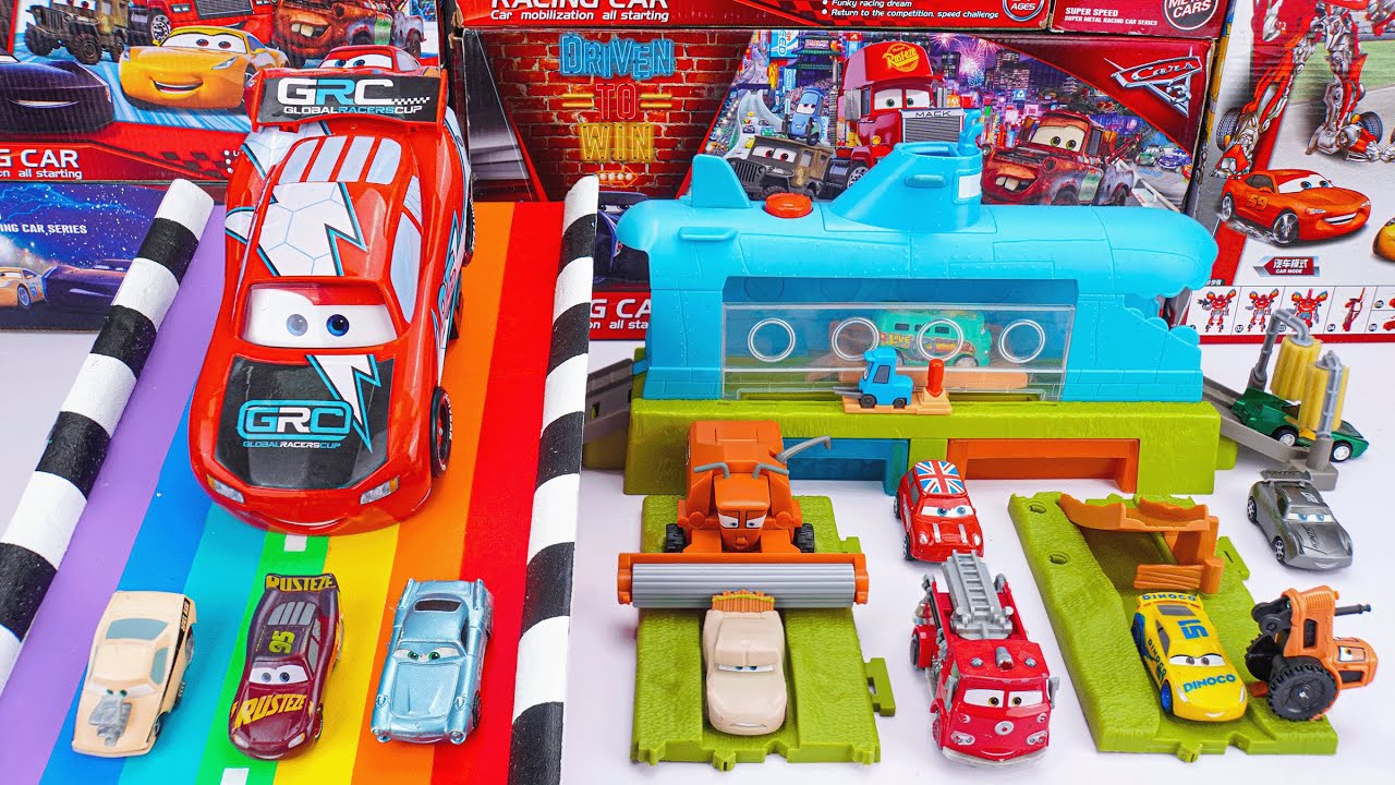 Disney Pixar Cars Unboxing Review | Lightning McQueen & Mater, Monster Truck & Submarine Car Wash