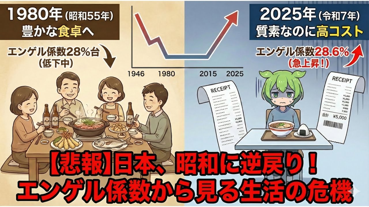 [悲報]日本、昭和に逆戻り！エンゲル係数から見る生活の危機