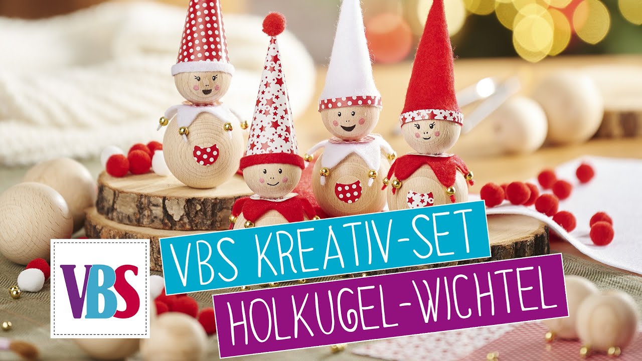 Wichtel basteln mit Vorlage – VBS Kreativset Holzkugel-Wichtel