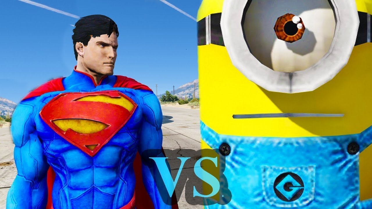 SUPERMAN VS HUGE MINION - GTA 5 GIANT MONSTER MINION MOD