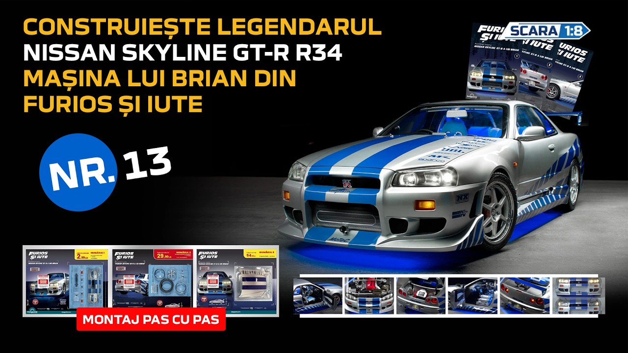 Montaj Nissan Skyline GT-R R34 1:8 DeAgostini Fast & Furious – Nr. 13 (suspensie fata + directie)