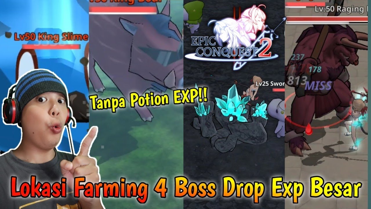 4 Boss Drop EXP Besar Tanpa Potion EXP | Wajib Farming - Epic Conquest 2 Gameplay