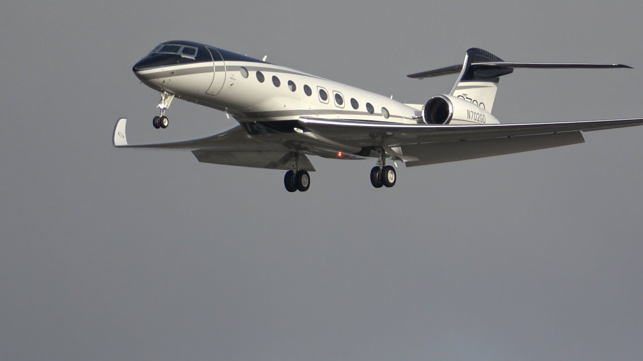GULFSTREAM G700. N702GD. Arrival and Departure.  Farnborough. Gusty windy weather! 24 Jan 2024