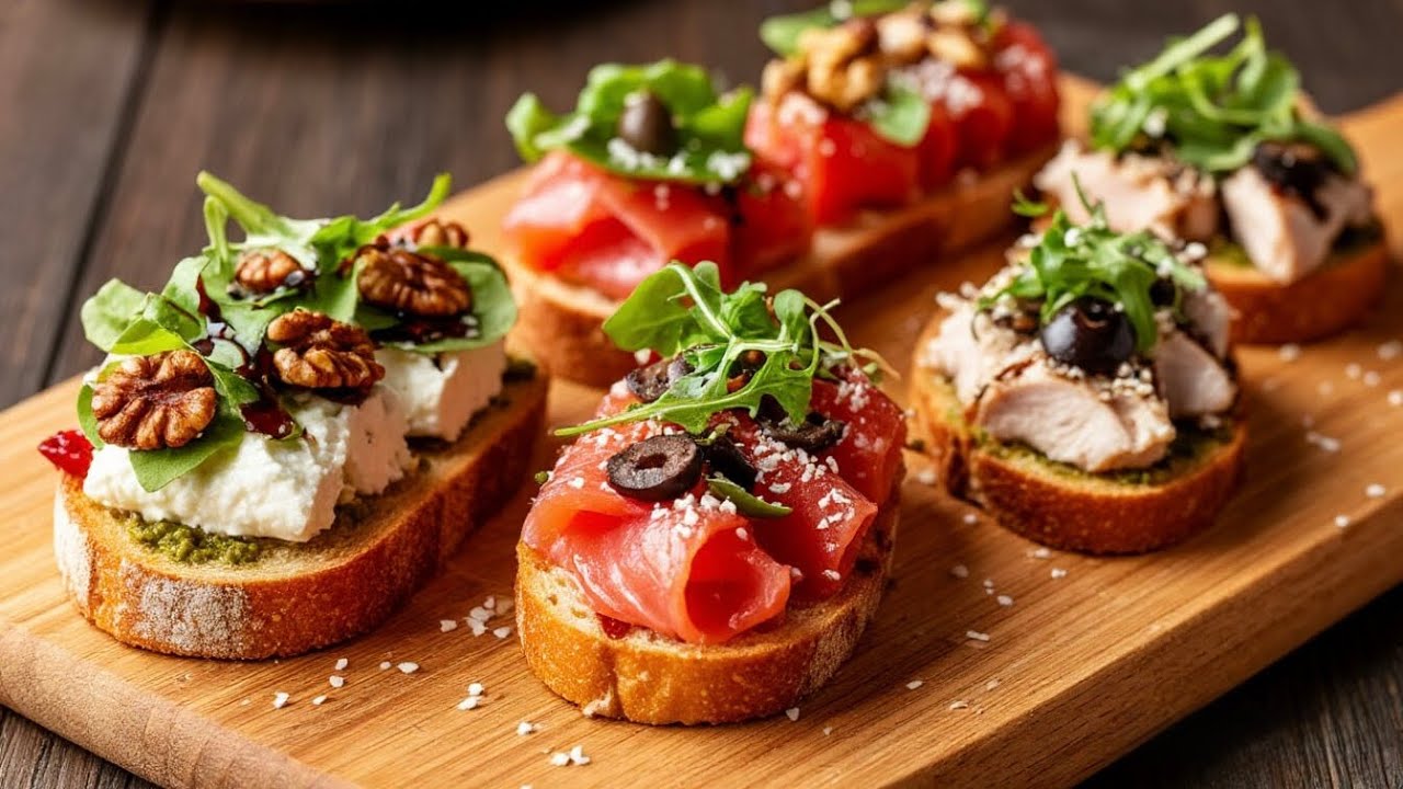 New Year's Appetizers 2026 🎄 3 NEW Recipes on One Baguette! Caesar, with Red Fish, Prosciutto