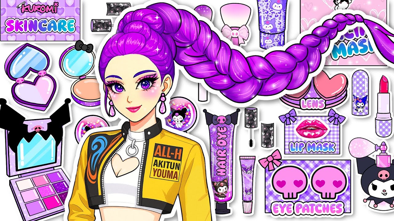 🌸Paper DIY🌸 KPOP DEMON HUNTERS Rumi x Kuromi💄💜🖤 Hair Care Skincare Makeup💄🎵Blind Bag Unboxing ASMR