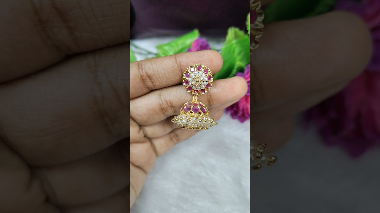 Latest pearl stone jhumka|whatsapp 8754252999 