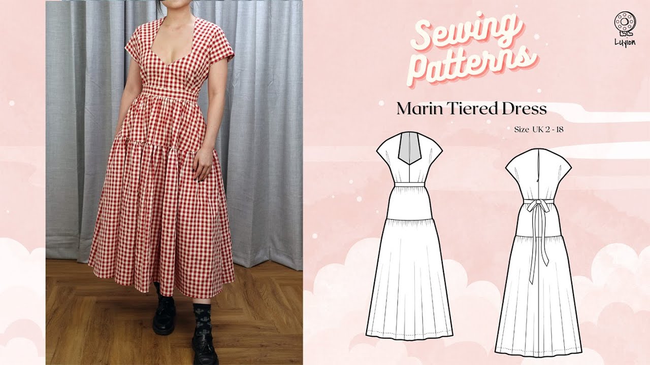 Marin Tiered Dress Sewing Video // Digital PDF Sewing Pattern Size UK 2-18 // Luyion