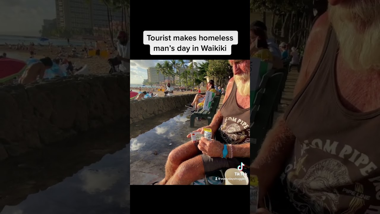 Generous tourist hooks homeless man up in Waikiki
