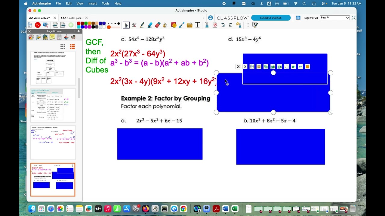 5.2 Notes (part 1)  Solve Polynomial Equations - Factoring Methods