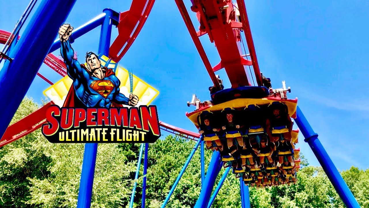 Superman Ultimate Flight Front Row POV 4K Six Flags Over Georgia