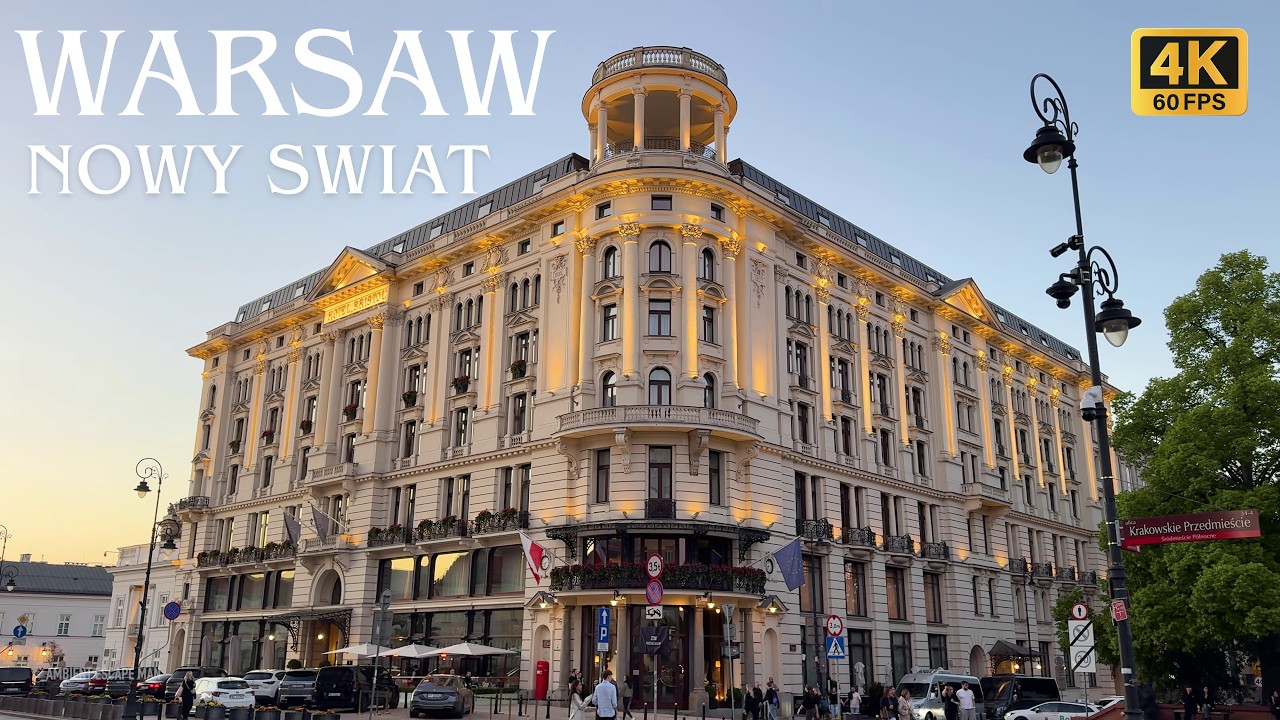 Warsaw Most Beautiful Street Walk | Nowy Świat 4K Ambient Tour | Day&Night Walking Poland 🇵🇱