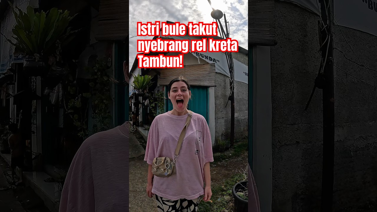 Cewe bule takut nyebrang rel kereta Tambun! #fyp #fypindonesia #indonesia #bule #trend